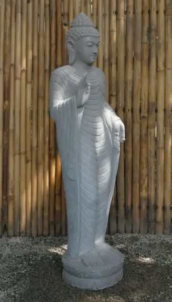 Product image of the product “Standing Buddha - Abhaya mudra made of Riverstone, about 150 cm High ”